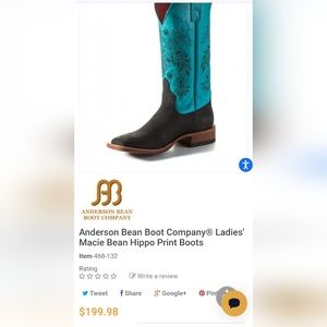 NWT Macie Bean Embroidered Turquoise and Black Hippo Print Boots Ladies 7